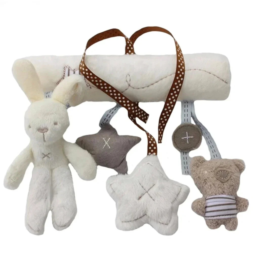 Hanging Bed Rabbit Baby Hand Bell Safety Seat Plush Toy Multifunctional Plush Toy Stroller Mobile Gifts Leedoar