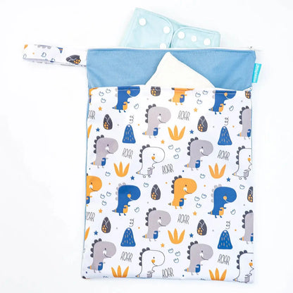 HappyFlute Printed 30*40CM Wetbag 2pocket With Handle Reusable Waterproof Cartoon Prints Wet Dry Diaper Bag Leedoar