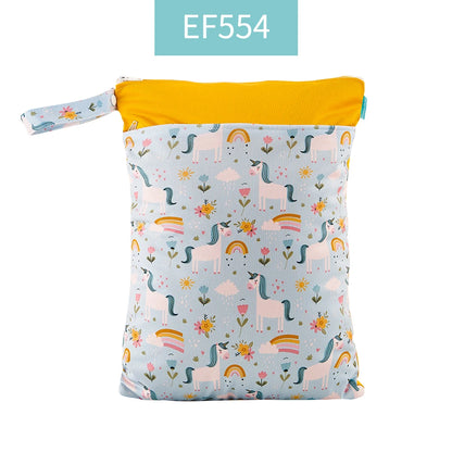 HappyFlute Printed 30*40CM Wetbag 2pocket With Handle Reusable Waterproof Cartoon Prints Wet Dry Diaper Bag Leedoar