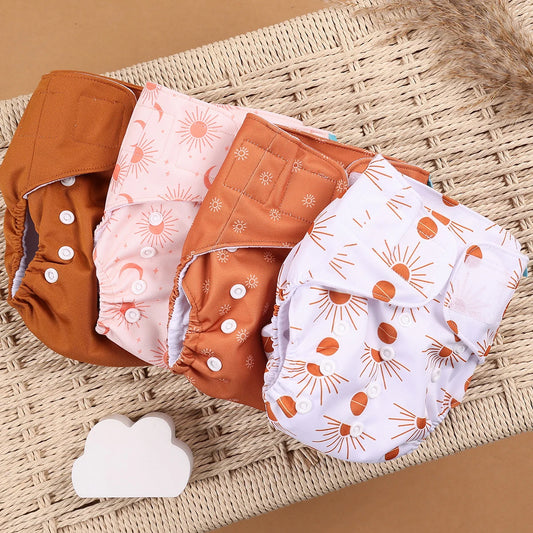 Happyflute 4Pcs/Set Eco-Friendly Cloth Diaper Ecological Reusable Baby Diapers Leedoar