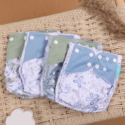 Happyflute 4Pcs/Set Eco-Friendly Cloth Diaper Ecological Reusable Baby Diapers Leedoar