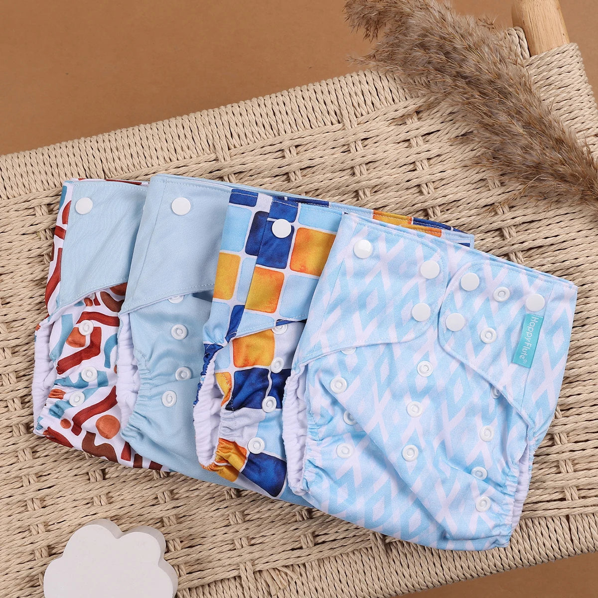 Happyflute 4Pcs/Set Eco-Friendly Cloth Diaper Ecological Reusable Baby Diapers Leedoar