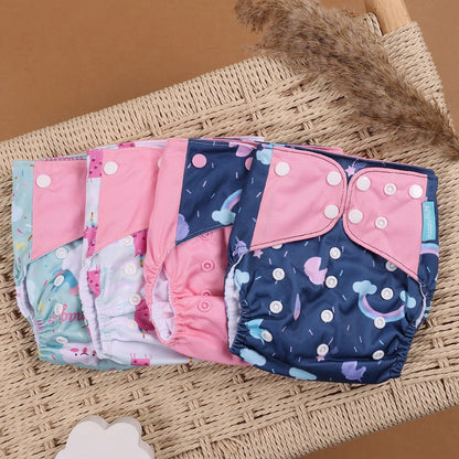 Happyflute 4Pcs/Set Eco-Friendly Cloth Diaper Ecological Reusable Baby Diapers Leedoar