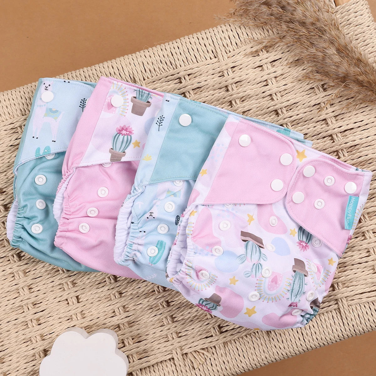 Happyflute 4Pcs/Set Eco-Friendly Cloth Diaper Ecological Reusable Baby Diapers Leedoar