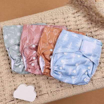 Happyflute 4Pcs/Set Eco-Friendly Cloth Diaper Ecological Reusable Baby Diapers Leedoar