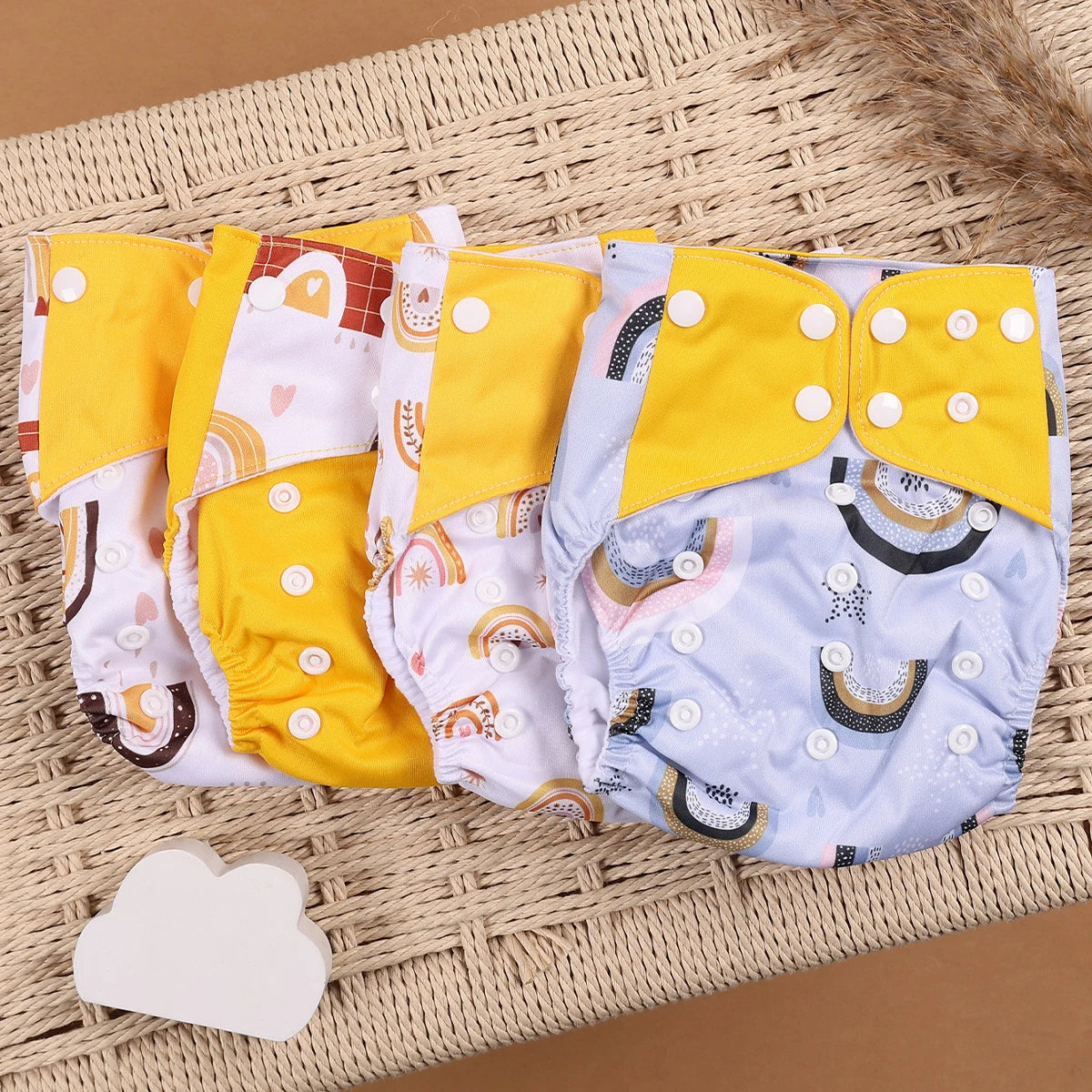 Happyflute 4Pcs/Set Eco-Friendly Cloth Diaper Ecological Reusable Baby Diapers Leedoar