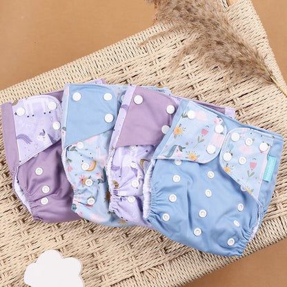 Happyflute 4Pcs/Set Eco-Friendly Cloth Diaper Ecological Reusable Baby Diapers Leedoar