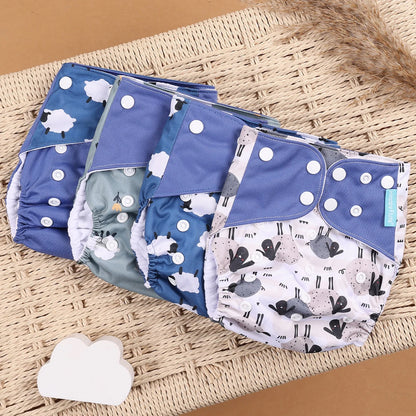 Happyflute 4Pcs/Set Eco-Friendly Cloth Diaper Ecological Reusable Baby Diapers Leedoar