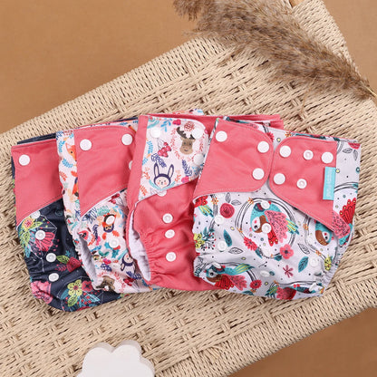 Happyflute 4Pcs/Set Eco-Friendly Cloth Diaper Ecological Reusable Baby Diapers Leedoar