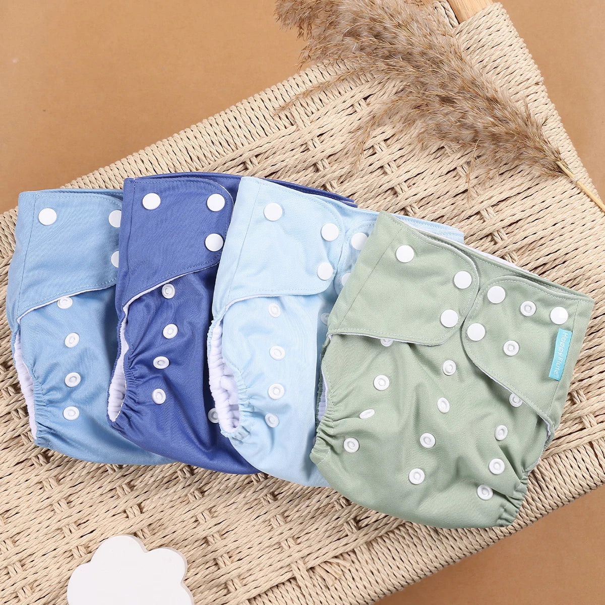 Happyflute 4Pcs/Set Eco-Friendly Cloth Diaper Ecological Reusable Baby Diapers Leedoar