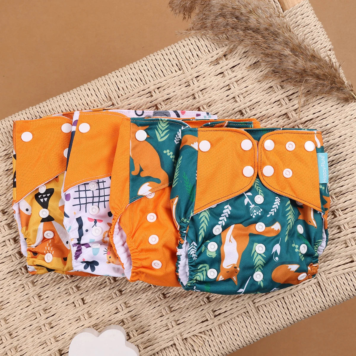 Happyflute 4Pcs/Set Eco-Friendly Cloth Diaper Ecological Reusable Baby Diapers Leedoar