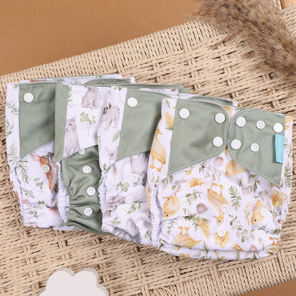 Happyflute 4Pcs/Set Eco-Friendly Cloth Diaper Ecological Reusable Baby Diapers Leedoar