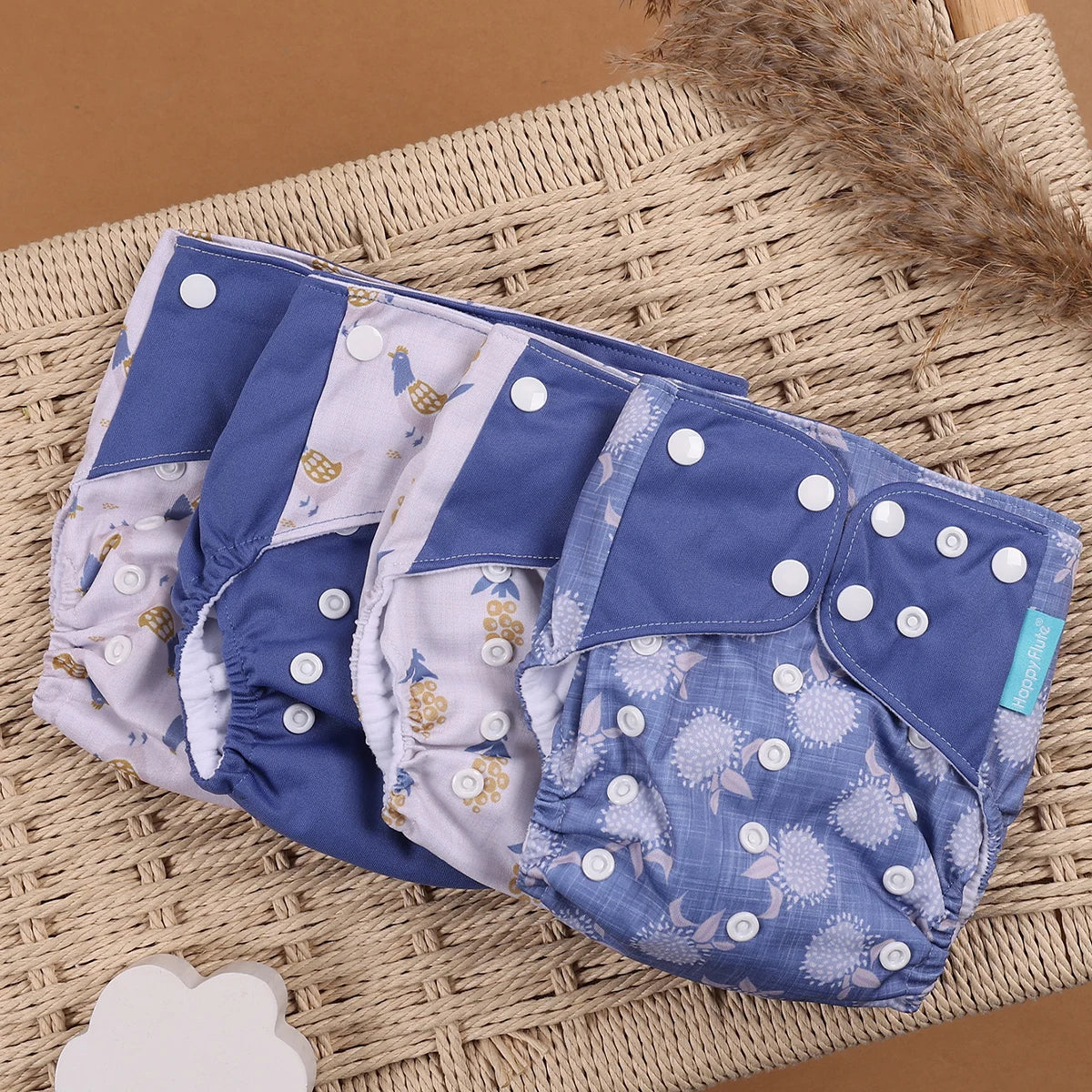 Happyflute 4Pcs/Set Eco-Friendly Cloth Diaper Ecological Reusable Baby Diapers Leedoar