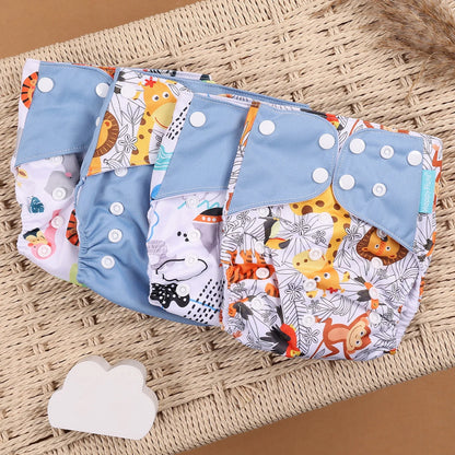 Happyflute 4Pcs/Set Eco-Friendly Cloth Diaper Ecological Reusable Baby Diapers Leedoar