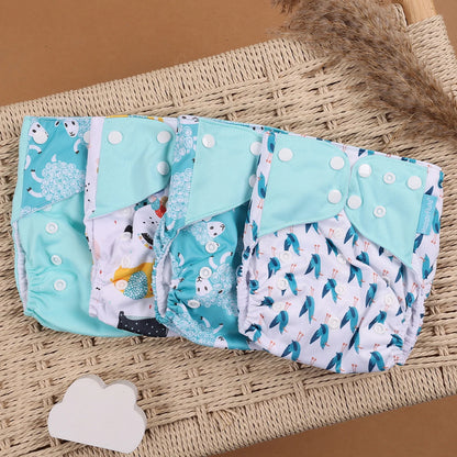 Happyflute 4Pcs/Set Eco-Friendly Cloth Diaper Ecological Reusable Baby Diapers Leedoar