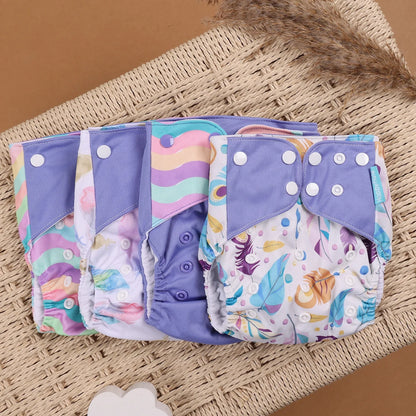 Happyflute 4Pcs/Set Eco-Friendly Cloth Diaper Ecological Reusable Baby Diapers Leedoar