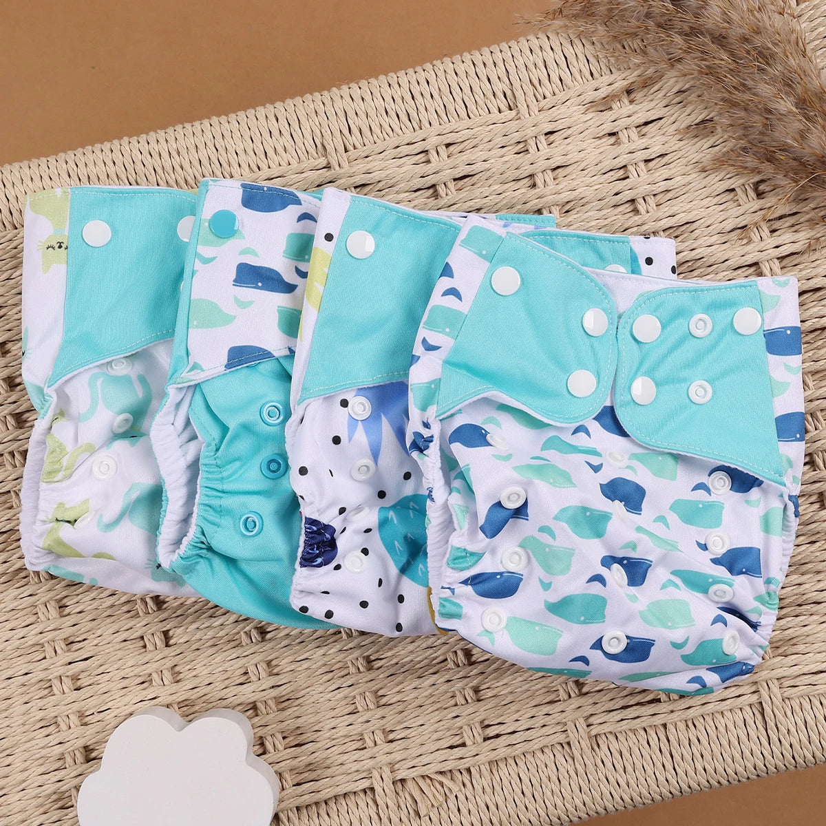 Happyflute 4Pcs/Set Eco-Friendly Cloth Diaper Ecological Reusable Baby Diapers Leedoar