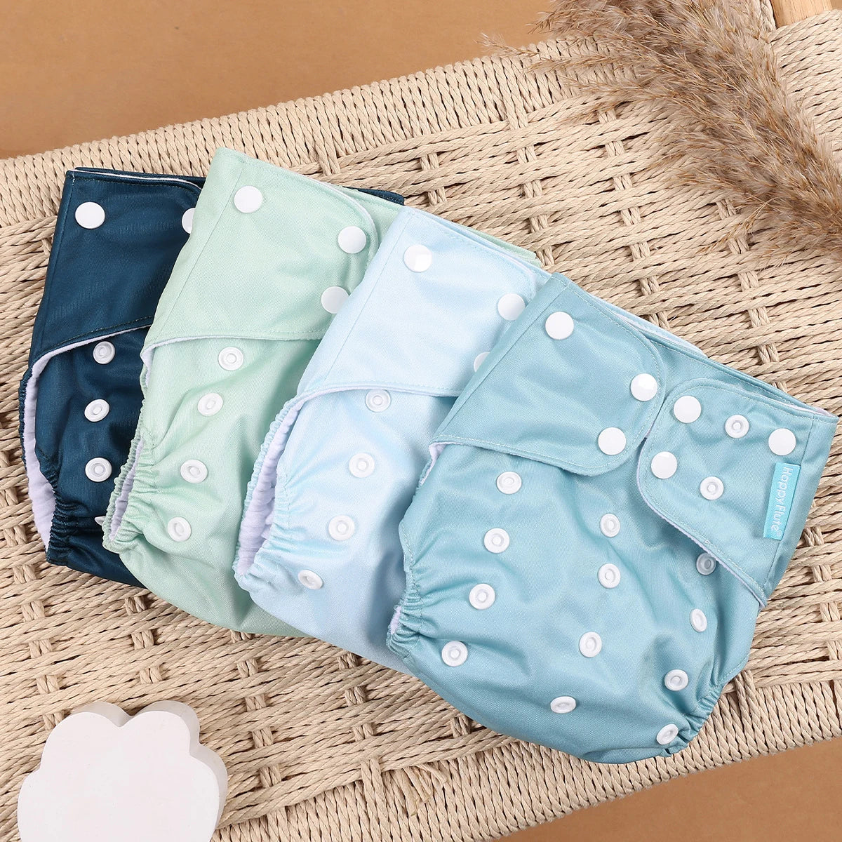 Happyflute 4Pcs/Set Eco-Friendly Cloth Diaper Ecological Reusable Baby Diapers Leedoar