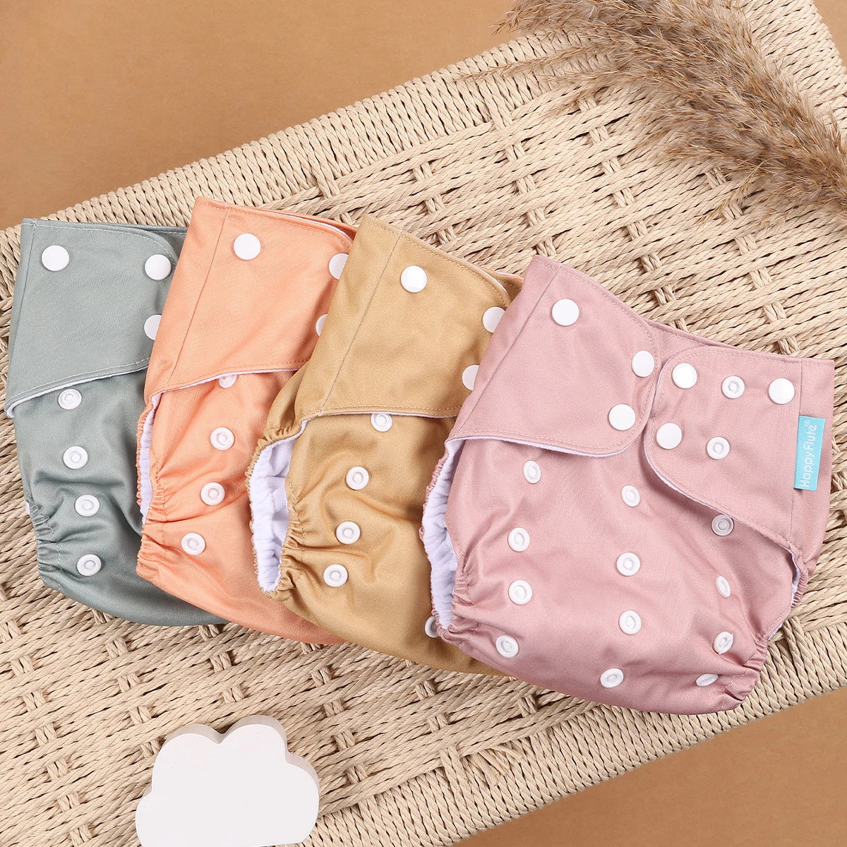 Happyflute 4Pcs/Set Eco-Friendly Cloth Diaper Ecological Reusable Baby Diapers Leedoar