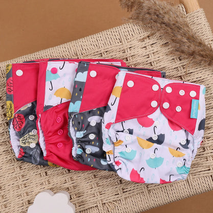 Happyflute 4Pcs/Set Eco-Friendly Cloth Diaper Ecological Reusable Baby Diapers Leedoar