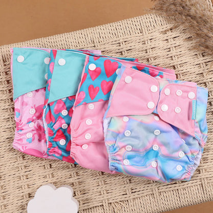 Happyflute 4Pcs/Set Eco-Friendly Cloth Diaper Ecological Reusable Baby Diapers Leedoar