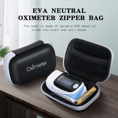 Hard EVA Portable SpO2 Finger Pulse Oximeter Pouch Bag Carrying Case Earphones Data Cable Zipper Storage Bag for Travel Leedoar