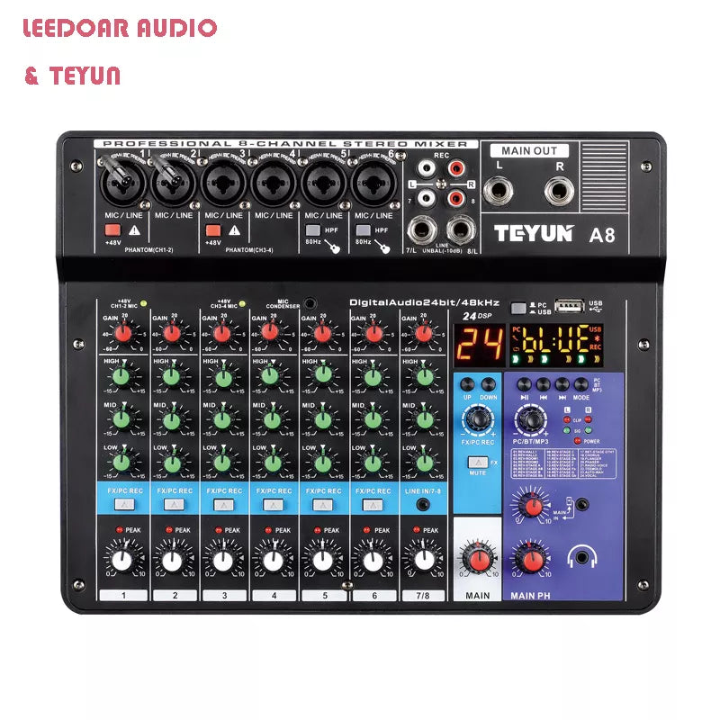 TEYUN 8 6 4 Channel Professional Portable Mixer Sound Mixing Console Computer Input 48v Power Number Live Broadcast A4 A6 A8 New Leedoar