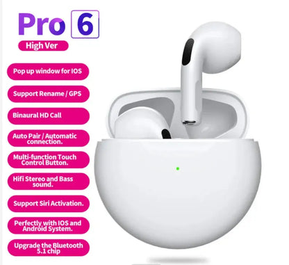 2024 Pro 6 Wireless Bluetooth Noise Cancelling Bt 5.0 TWS Earbuds Earphones Headset Headphone With Charging Case For Smart Phone 我的商店