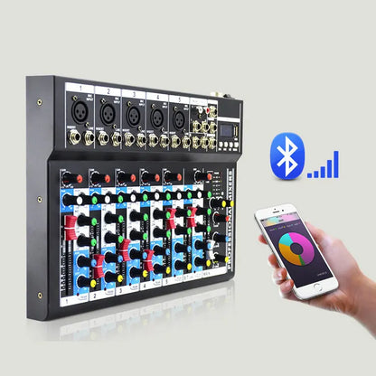 7-Channel Stage Wedding Performance Reverberation Effect With Bluetooth USB Webcast Mobile Phone Karaoke Mixer Leedoar