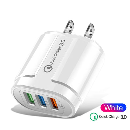 Cargador USB de pared de 3 A y 30 W con carga rápida de 3,0 W para iPhone, iPad 11, 12 y 13, adaptador de enchufe UE/EE. UU. para Samsung, Android, Huawei y Macaron 