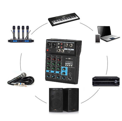 A4 Sound Mixing Console Bluetooth Record Computer Playback 48V Phantom Power Delay Repaeat Effect 4 Channels USB Audio Mixe Leedoar