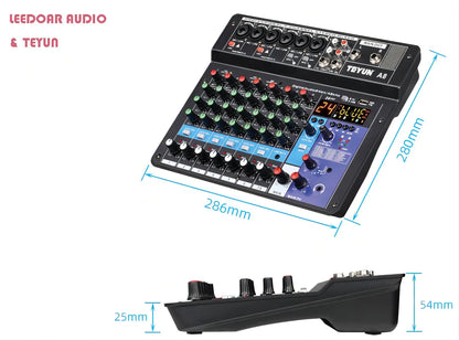 TEYUN 8 6 4 Channel Professional Portable Mixer Sound Mixing Console Computer Input 48v Power Number Live Broadcast A4 A6 A8 New Leedoar