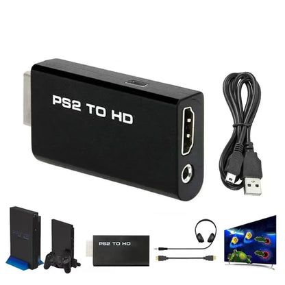 Adaptador convertidor de audio y video compatible con HDMI a PS2 con cable de audio de 3,5 mm compatible con PC, todos los modos de visualización de PS2 480i 480p 576i 