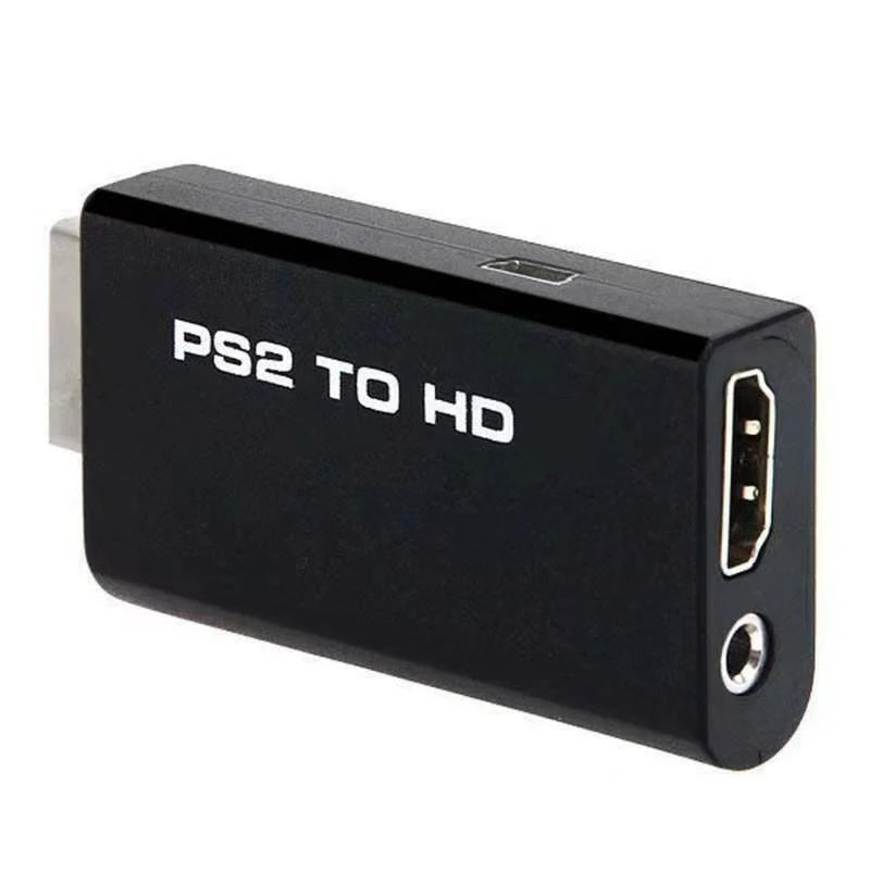 Adaptador conversor compatível com HDMI para PS2, áudio e vídeo com cabo de áudio de 3,5 mm, compatível com PC, todos os modos de exibição PS2 480i 480p 576i 