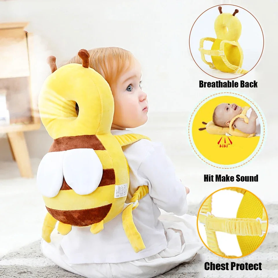 Head Back Protector Baby Protect Pillow Learn Walk Headgear Prevent Injured Safety Pad  prevention Fall Cartoon Bee Kids Pillows Leedoar