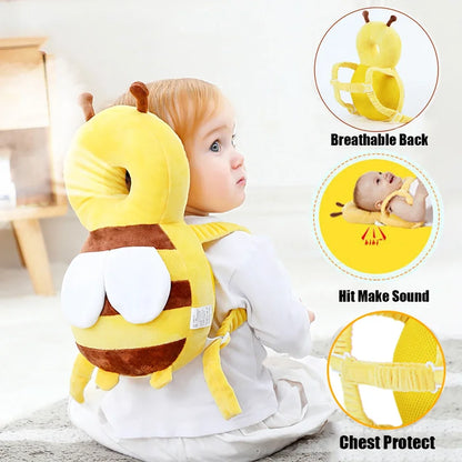 Head Back Protector Baby Protect Pillow Learn Walk Headgear Prevent Injured Safety Pad  prevention Fall Cartoon Bee Kids Pillows Leedoar