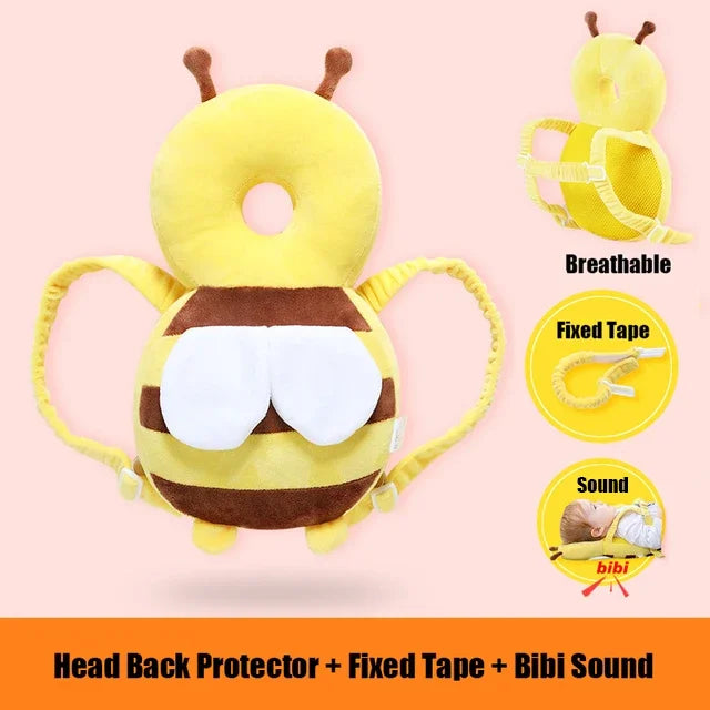 Head Back Protector Baby Protect Pillow Learn Walk Headgear Prevent Injured Safety Pad  prevention Fall Cartoon Bee Kids Pillows Leedoar