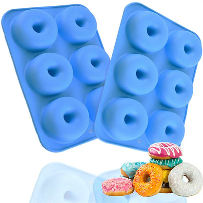 Molde de silicone resistente ao calor para 6 donuts, forma para bagels de silicone de grau alimentício para assar, forma antiaderente para mini cupcakes 