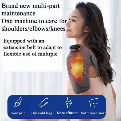 Heated Knee Massager Shoulder Brace Adjustable Vibrations And Heating Modes Heating Pad For Knee Elbow Shoulder Relax Legs Leedoar