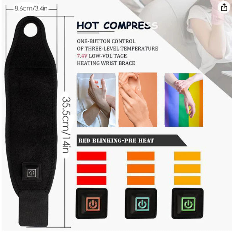 Heating Wrist Protector Sports Protection Breathable Support Sleeve Hand Joint Brace Tool Heat Health Care Device Leedoar