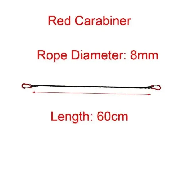 Corda elástica resistente para amarração, mosquetão, ganchos, caiaque, ciclismo, bagagem, cordas de embalagem, acessórios para acampamento 