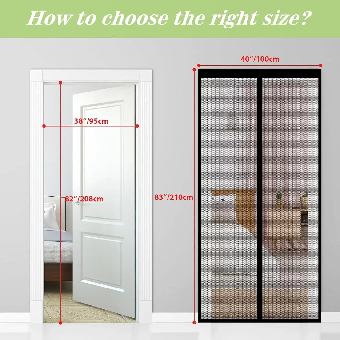 Heavy Duty Magnetic Screen Door Mesh Curtain Mosquito Net Bug Hands Free Partition Mute Striped Door Curtain Bedroom Ventilation Leedoar