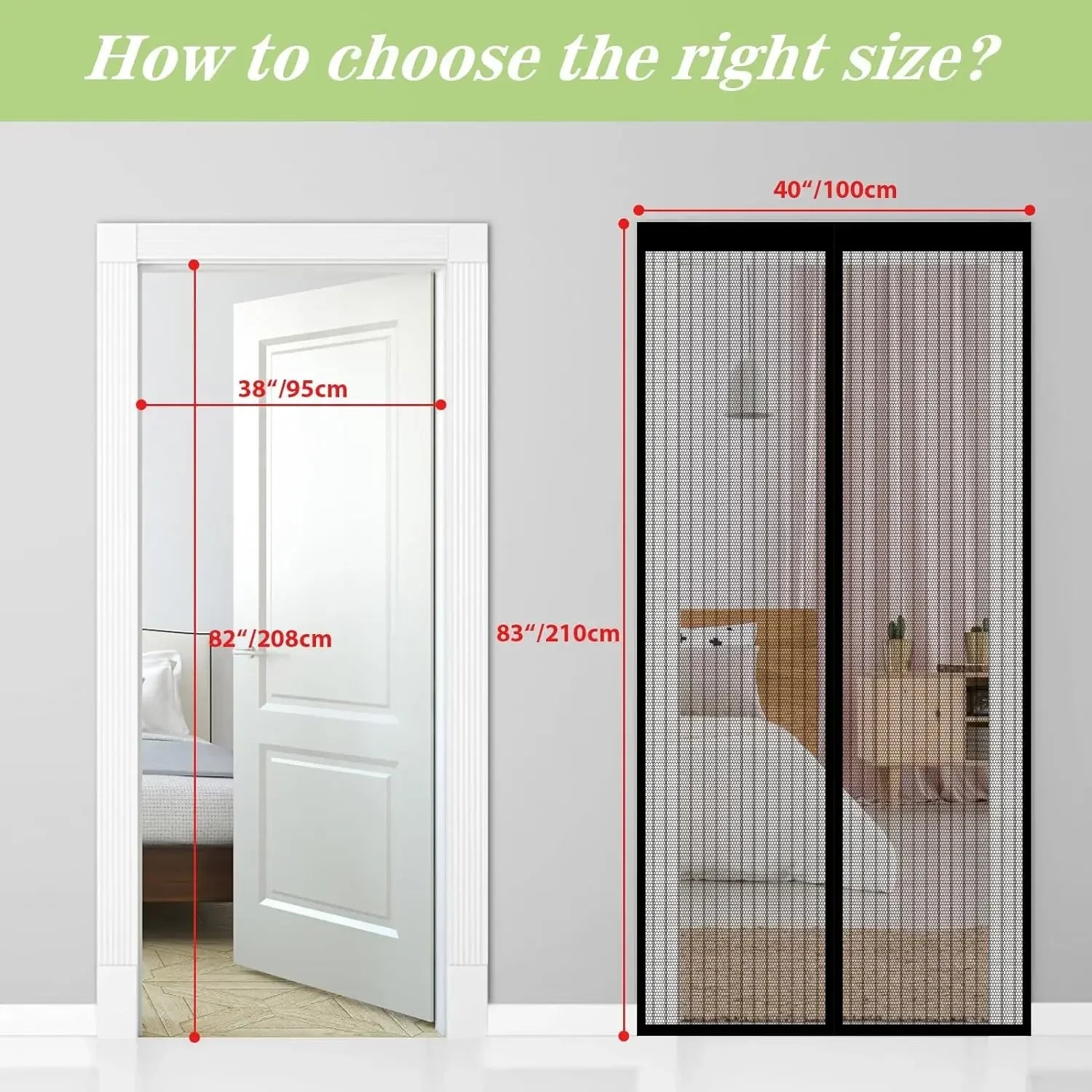 Heavy Duty Magnetic Screen Door Mesh Curtain Mosquito Net Bug Hands Free Partition Mute Striped Door Curtain Bedroom Ventilation Leedoar