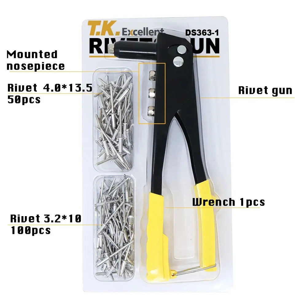 Heavy Duty Riveter Set,Pop Rivet Gun and 150Pcs Blind Rivets Assortment Kit Hand Tools Rivet Nut Tool Leedoar