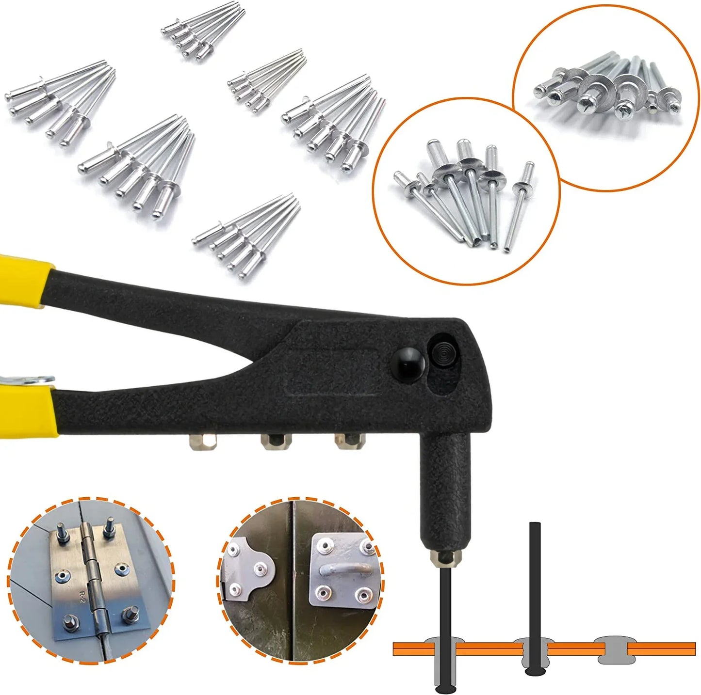 Heavy Duty Riveter Set,Pop Rivet Gun and 150Pcs Blind Rivets Assortment Kit Hand Tools Rivet Nut Tool Leedoar