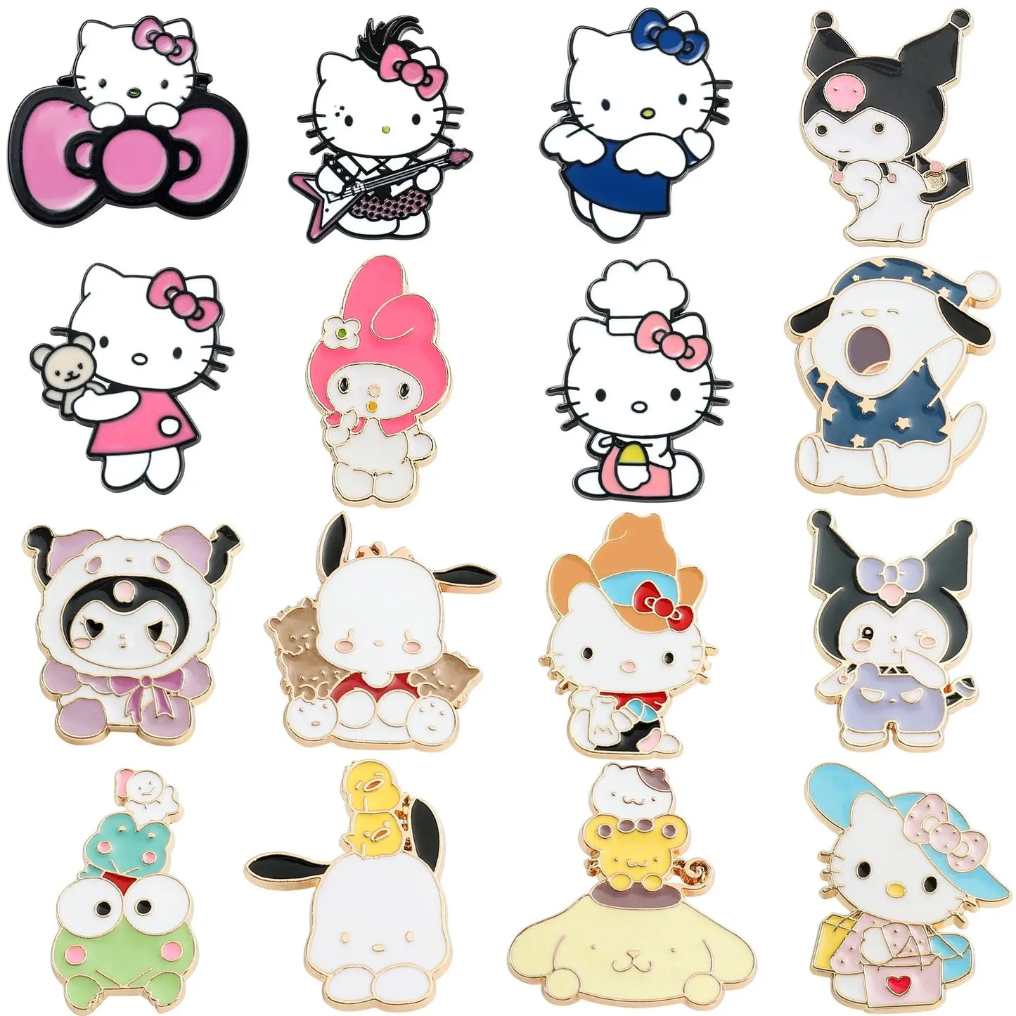 Broches de solapa con diseño de Hello Kitty Kuromi Pochacco, bonitos y esmaltados, para mochilas, para mujer, accesorios de joyería de moda 