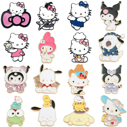 Broches de solapa con diseño de Hello Kitty Kuromi Pochacco, bonitos y esmaltados, para mochilas, para mujer, accesorios de joyería de moda 