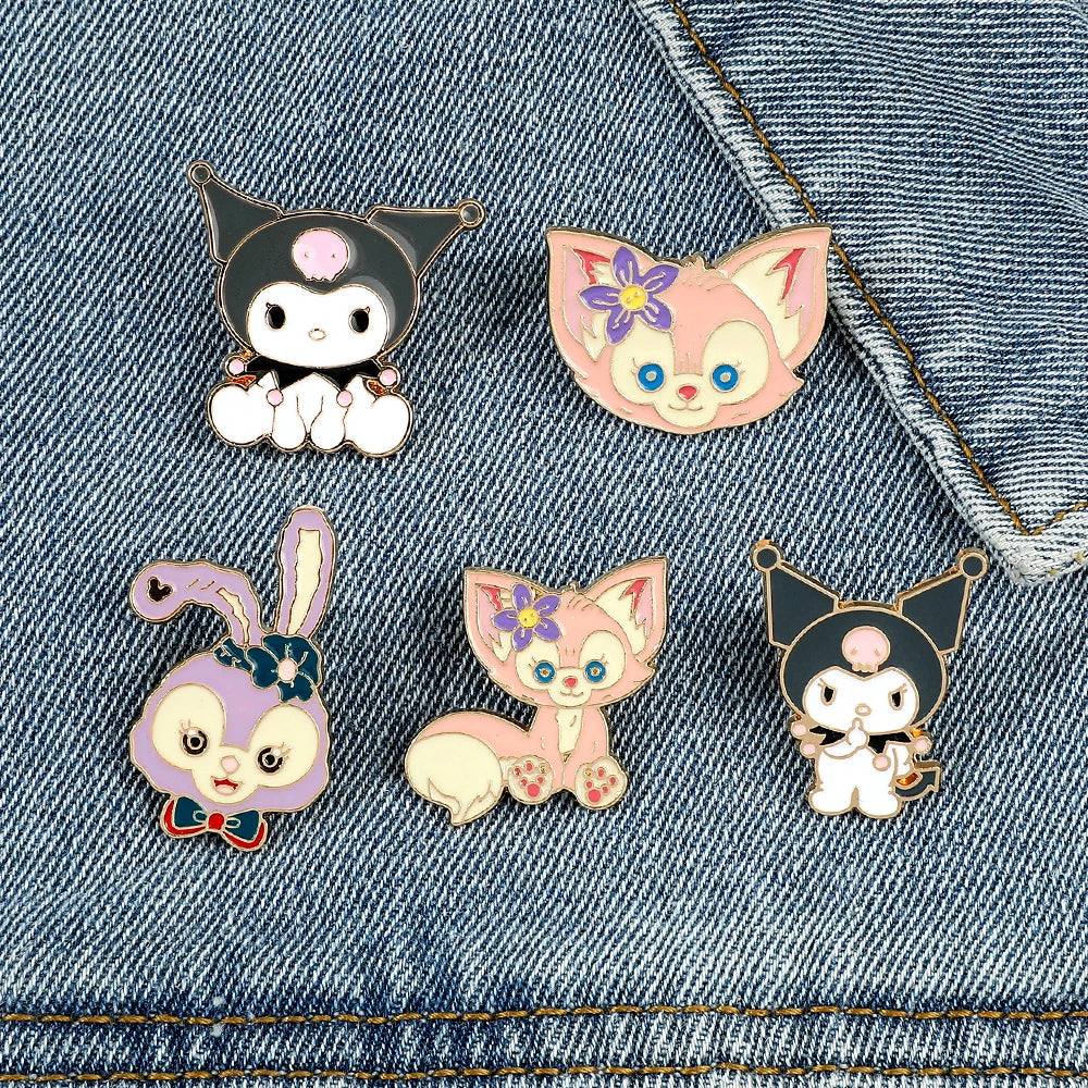 Hello Kitty Kuromi Pochacco Kit fofo gato lapela pinos para mochilas broches para mulheres esmalte pino presente moda jóias acessórios 