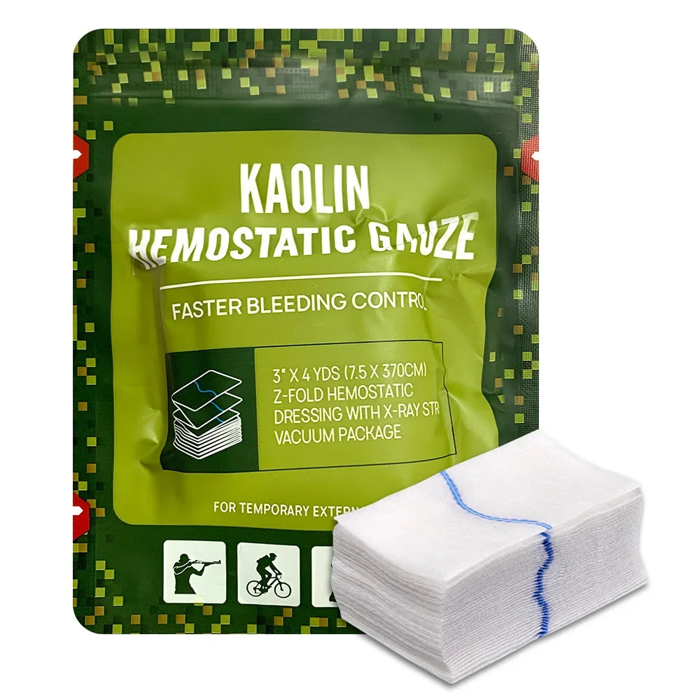 Hemostatic Kaolin Gauze Combat Emergency Trauma Z-Fold Soluble For Ifak Tactical First Aid Kit Medical Wound Dressing Leedoar