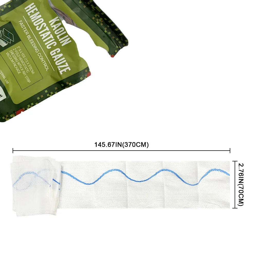 Hemostatic Kaolin Gauze Combat Emergency Trauma Z-Fold Soluble For Ifak Tactical First Aid Kit Medical Wound Dressing Leedoar